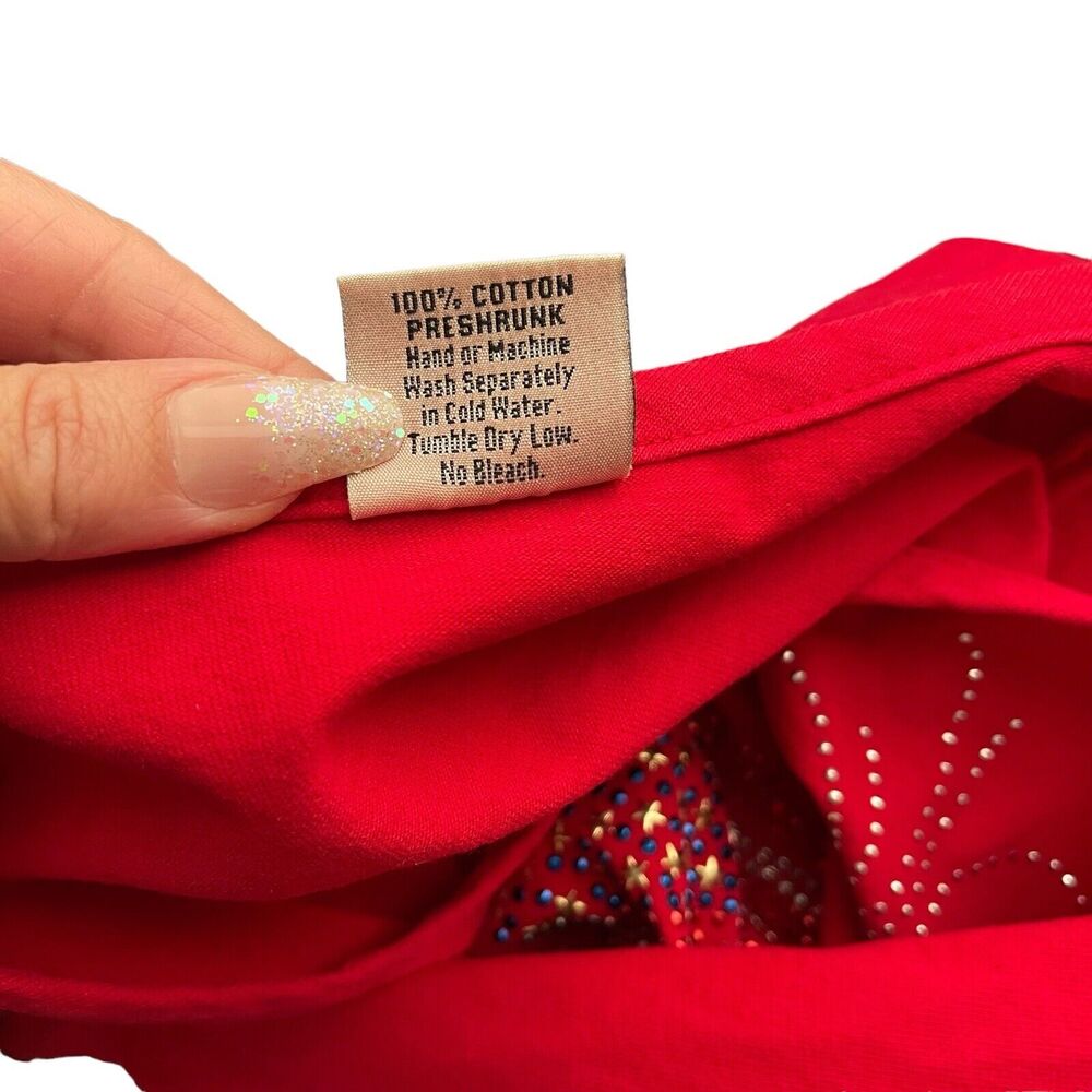 Cactus California Medium T-Shirt Vintage Red USA Flag Vneck Short Sleeve - Picture 3 of 7